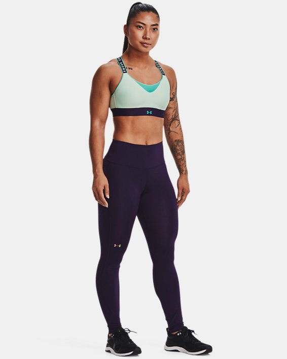 Damen UA RUSH™ Leggings mit No-Slip-Bund, volle Länge, Purple, pdpMainDesktop image number 3